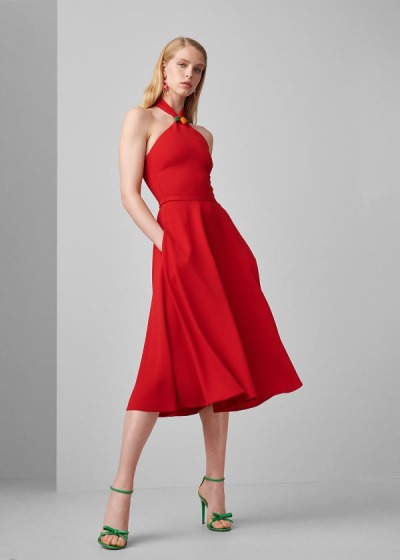 Vestidos Ralph Lauren Mujer Rojos - Arleen Crepe Cady Halter - SLKEO7593